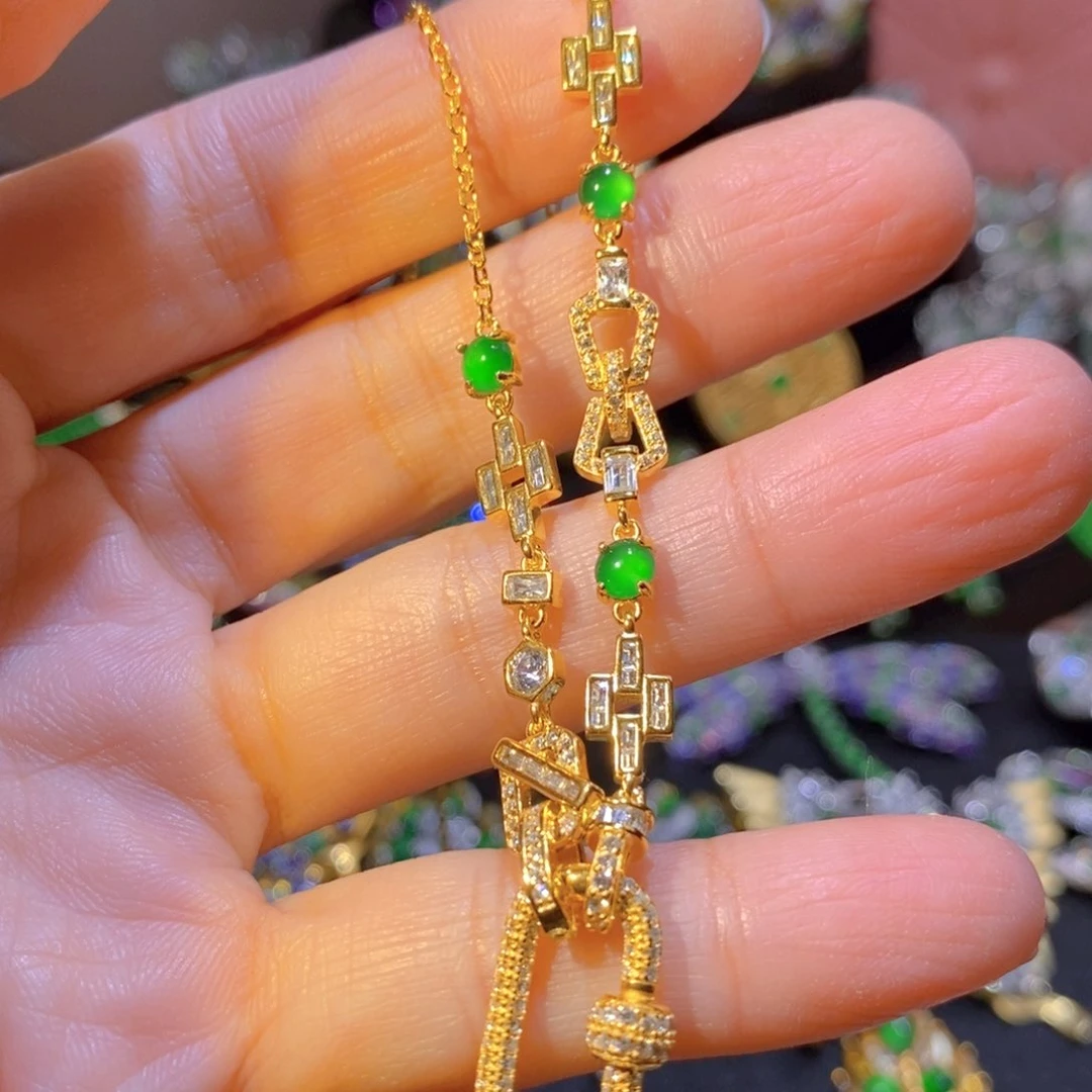 吊坠(不含链)银S925镶嵌翡翠