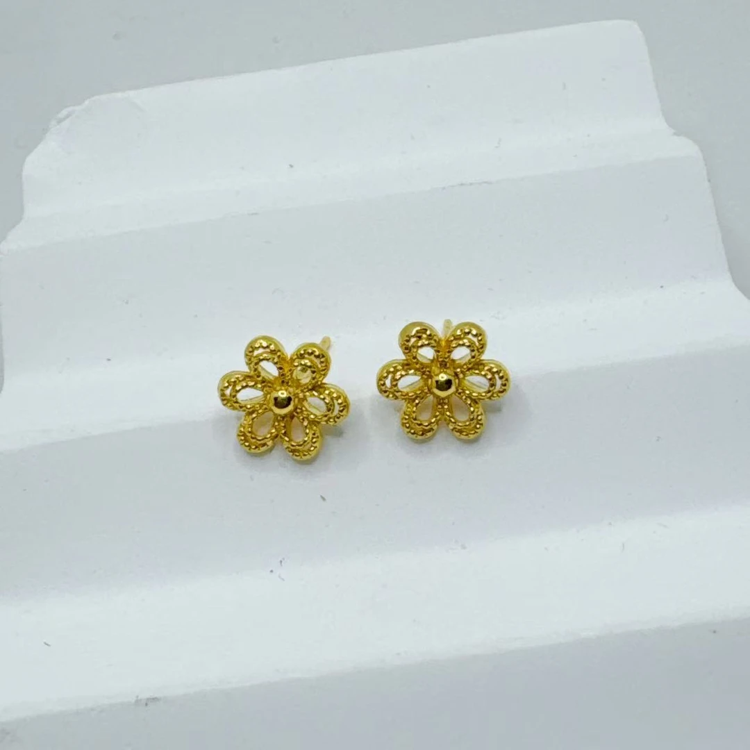 足金999 小花耳钉 直针