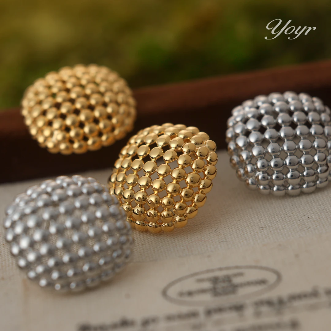 YOYR 黄铜耳饰 小众镂空圆球耳钉 法式气质高品质好质感耳环