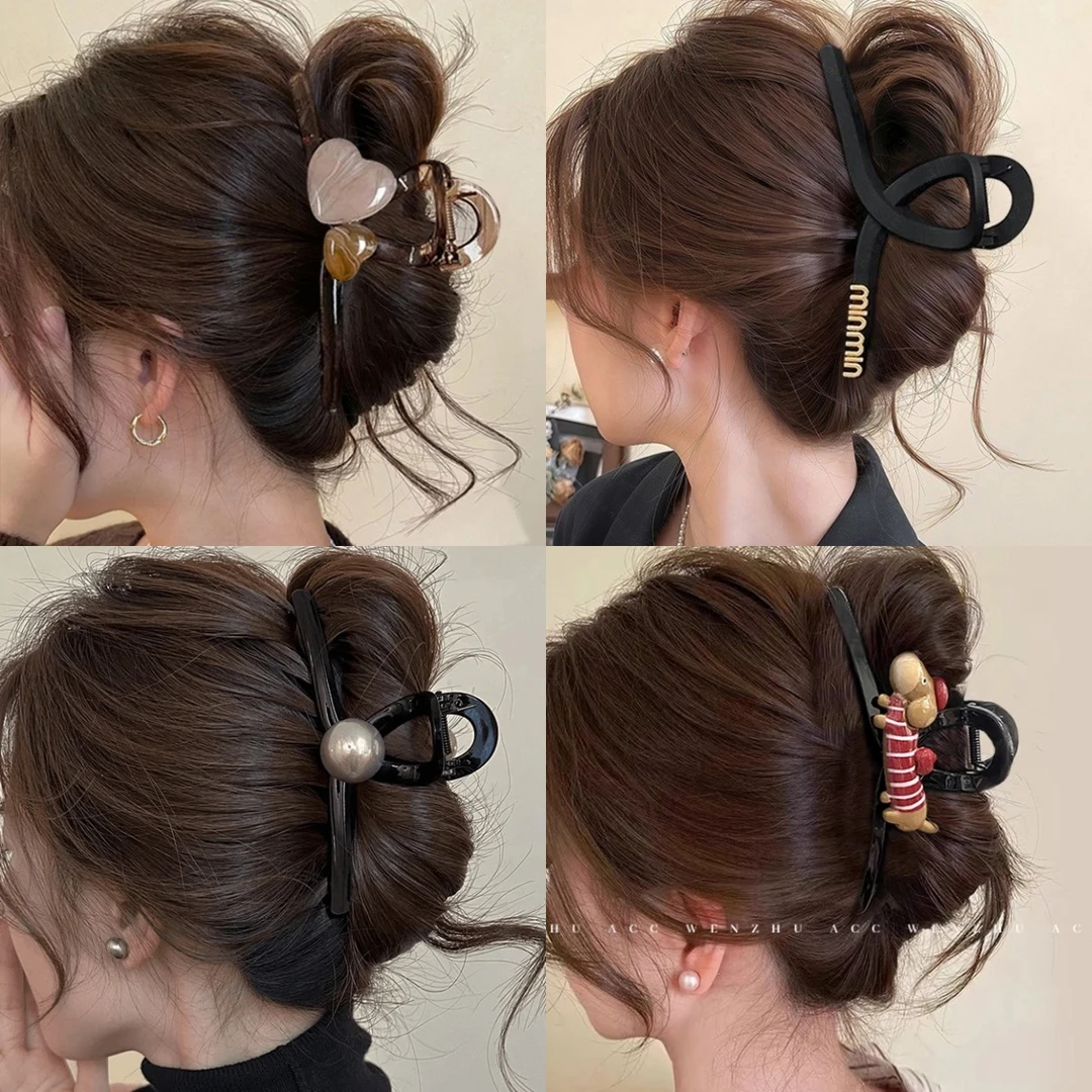 网红爆款抓夹四件套夏季盘头发鲨鱼夹高级感发夹大号抓发卡子头饰