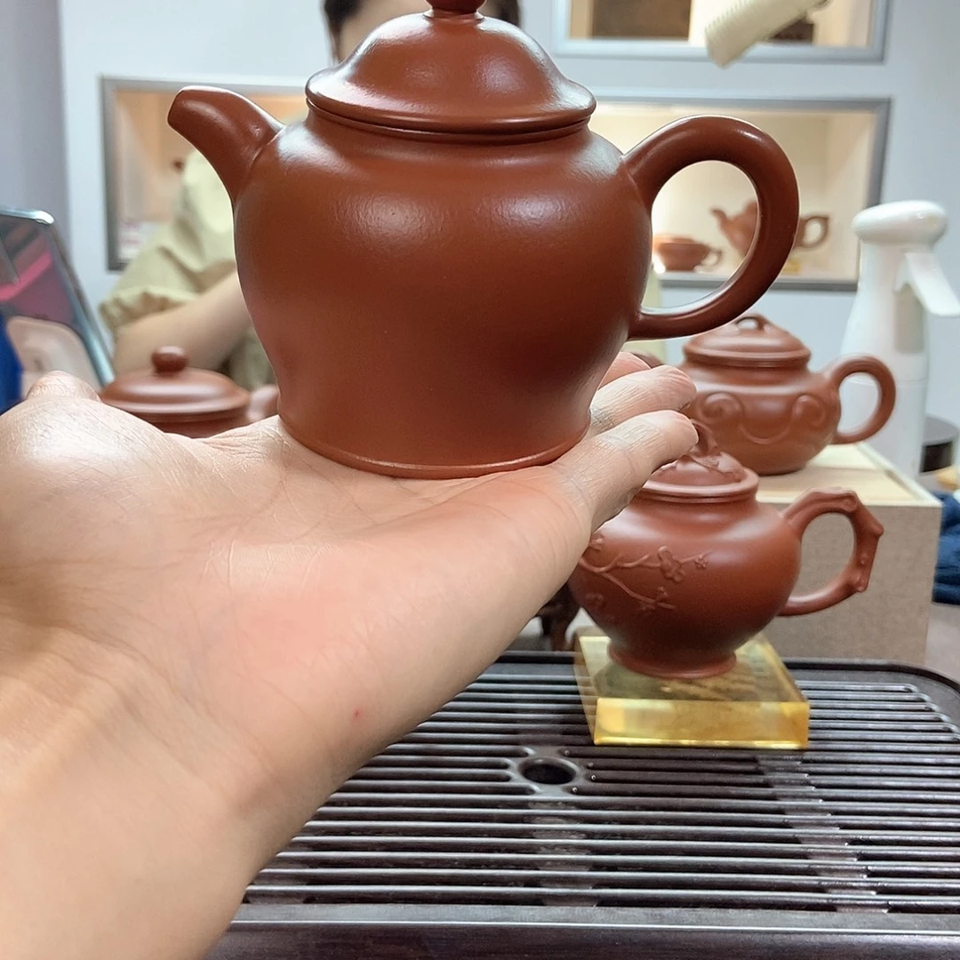 紫砂茶壶微瑕朱泥笠帽200cc