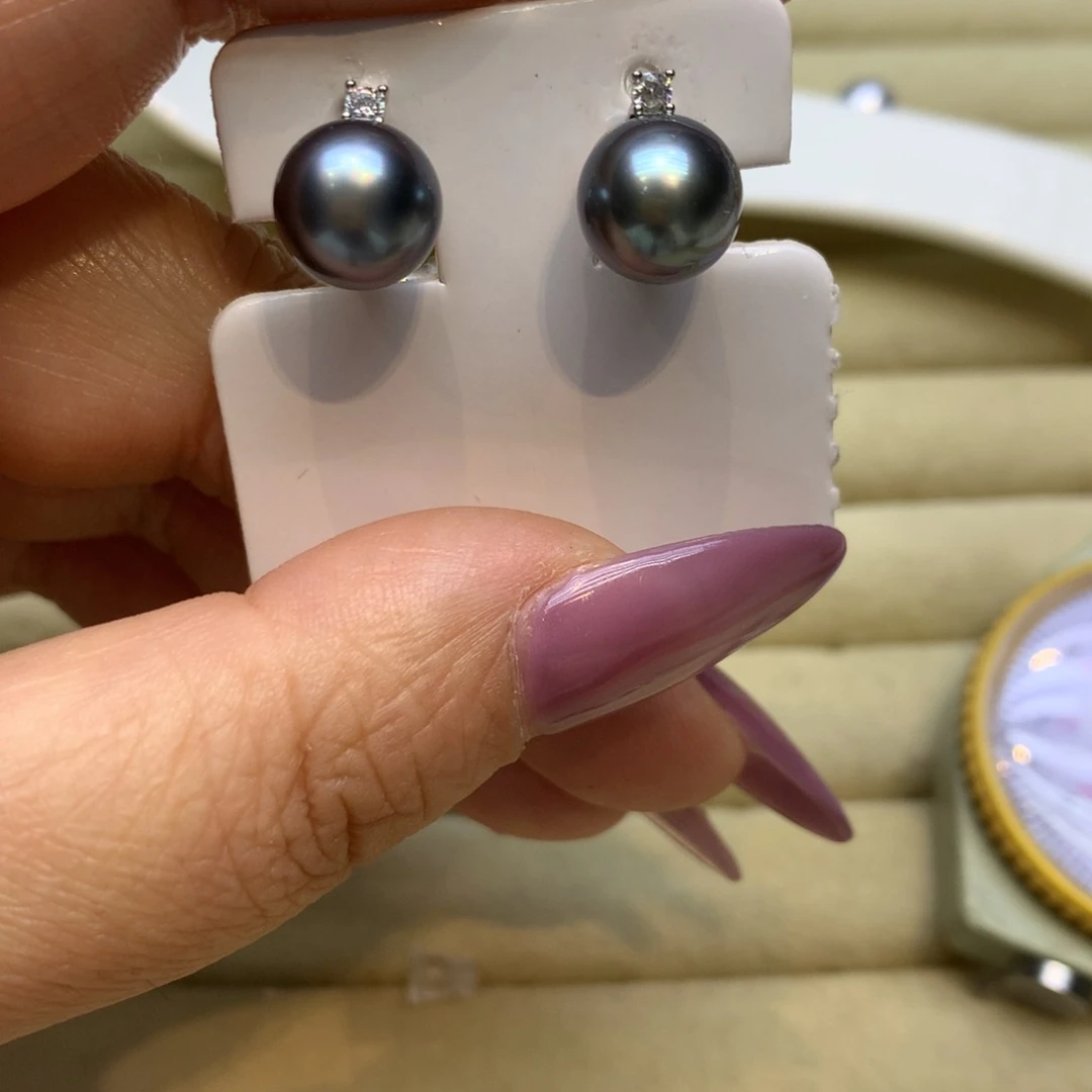 银S925镶嵌耳饰海水珍珠