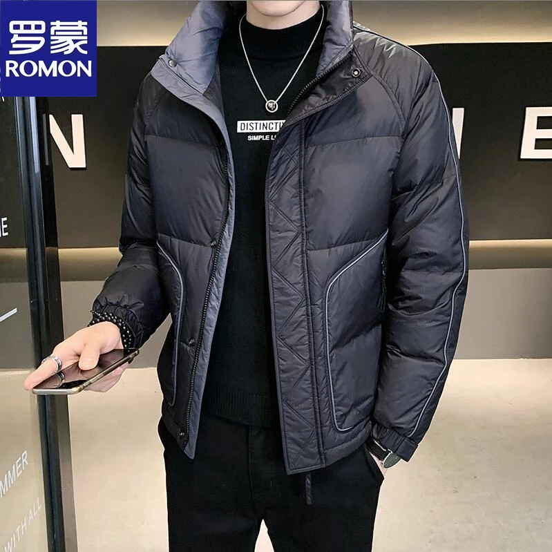 商务羽服加厚短款青年韩版保暖夹克休闲立领外套冬季上衣修身衣