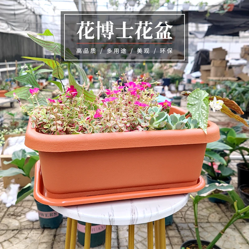 花博士阳台种菜盆耐用矩形树脂花盆果蔬园艺盆简约种植盆