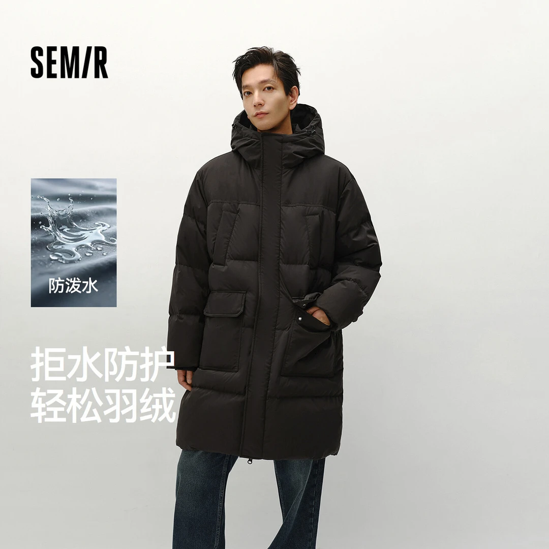 防泼水|森马轻松羽绒服情侣款冬装90绒子加厚外套长款连帽上衣