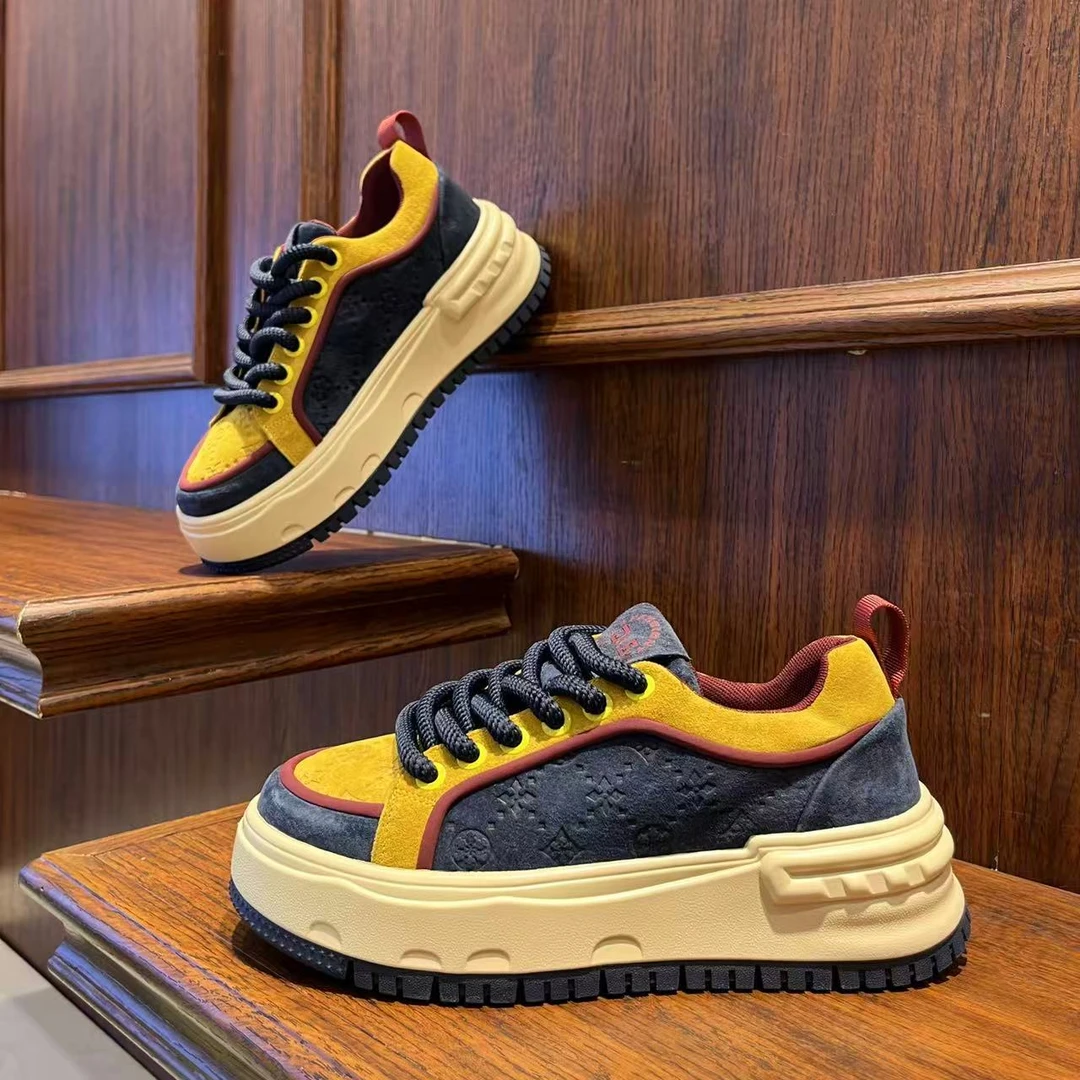 男鞋2025复古厚底秋季潮流反绒皮百搭休闲鞋增高时尚低帮男生鞋子