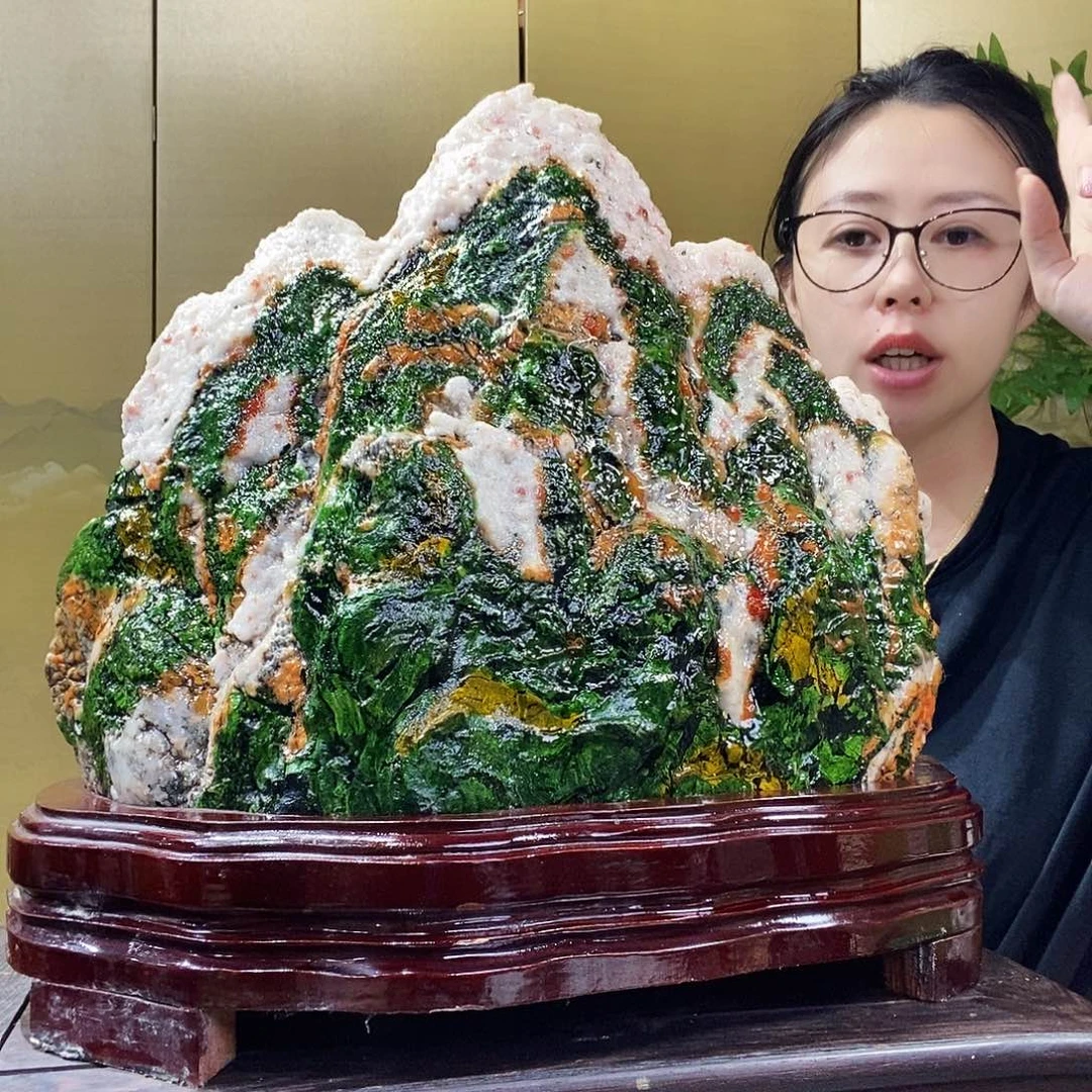 石材山水画作品摆件