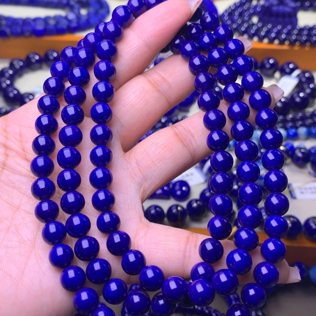 青金石未镶嵌手串顶级紫药水8m108