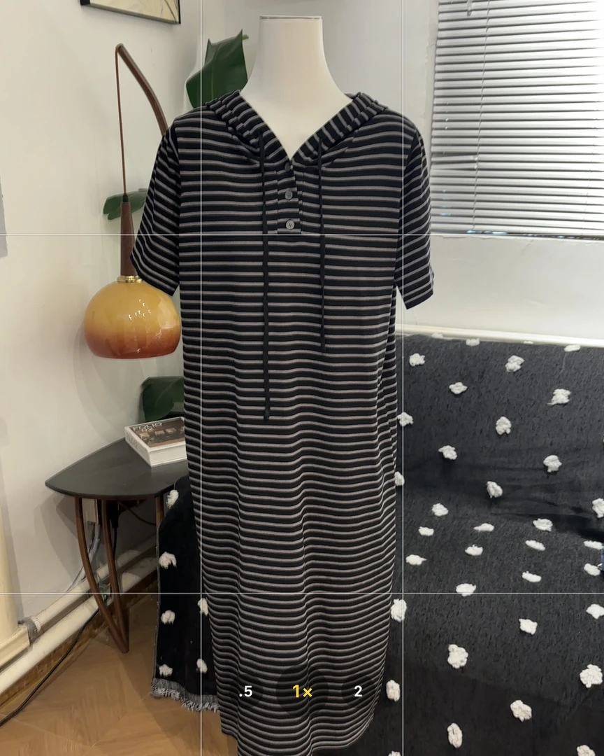 新疆包邮【C27】条纹短袖针织连帽连衣裙-衣长116