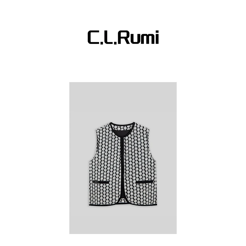 【Rumi时装】25春夏薄款重工圆领百搭宽松刺绣马甲6671bx