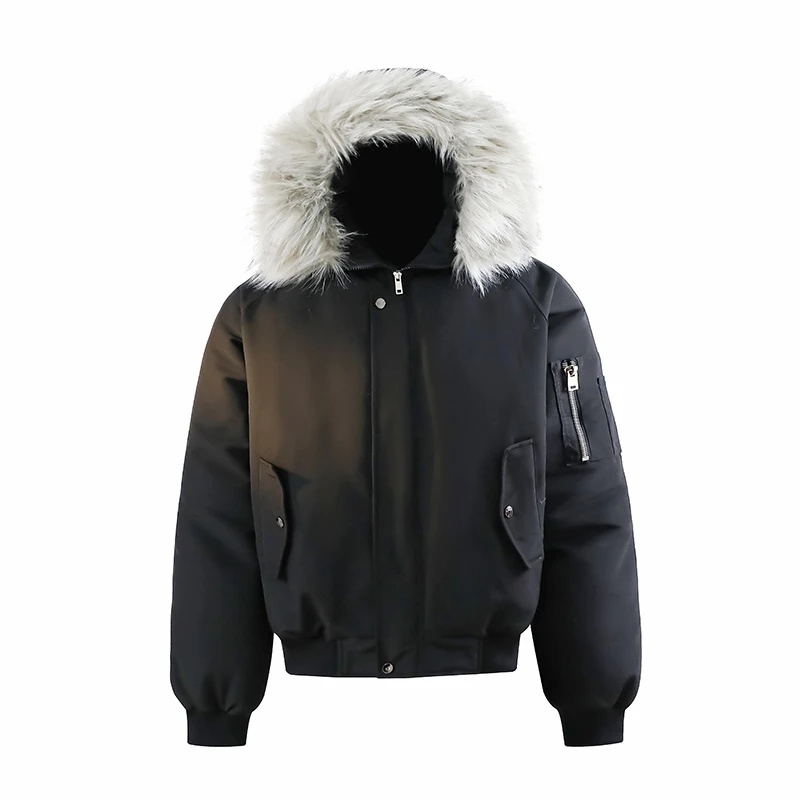 连帽工装棉衣男款秋冬加厚保暖情侣面包服女外套毛领棉服短款派克