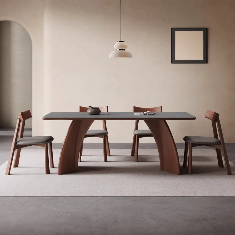 简约方形耐看意式长方形餐桌简约餐台餐厅餐椅