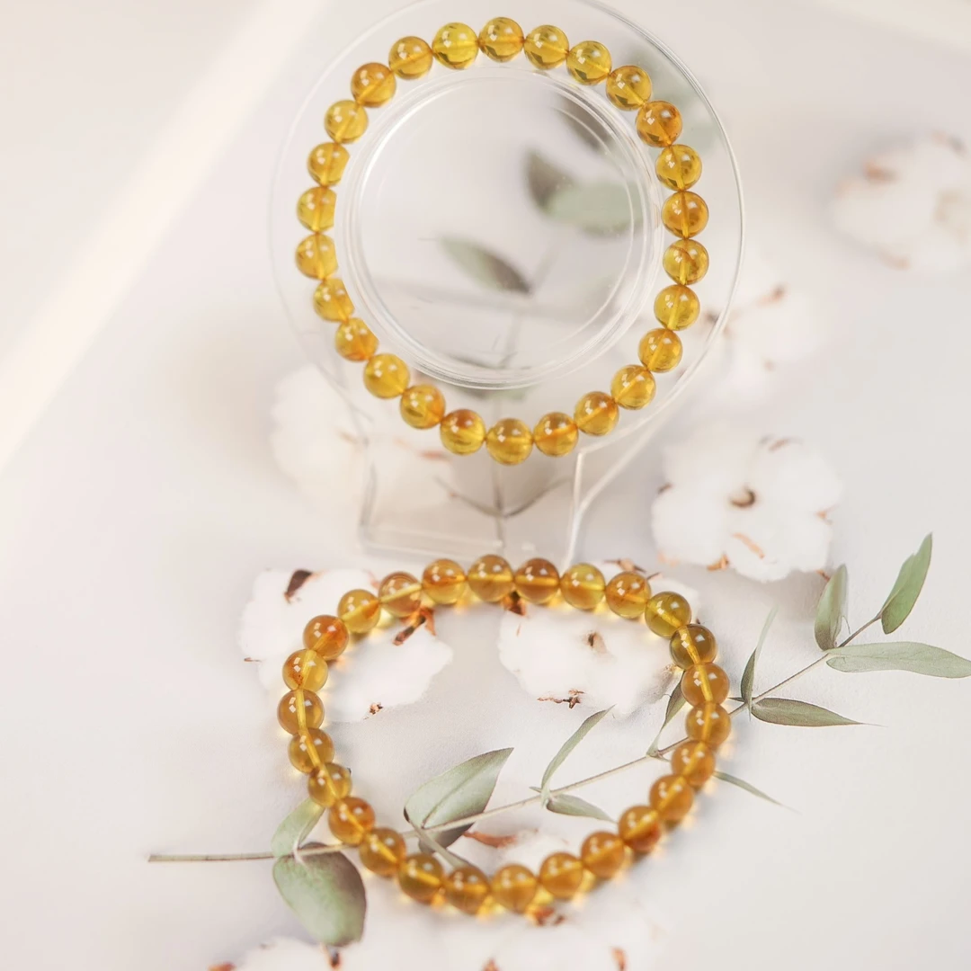 晨玺珠宝-灵草珀7+叠戴款双手串缅甸天然琥珀蜜蜡时尚简约百搭