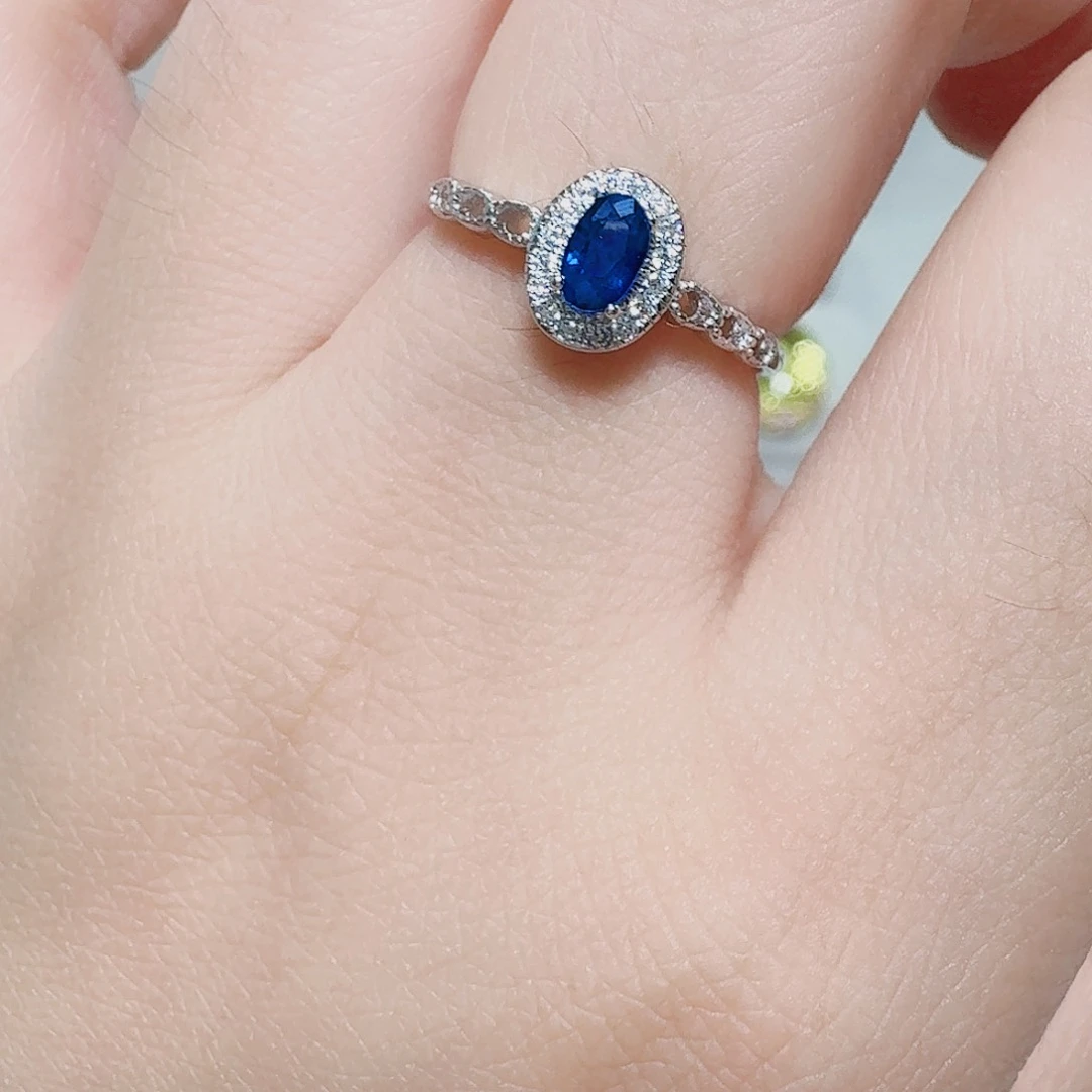 蓝宝石戒指银S925镶嵌