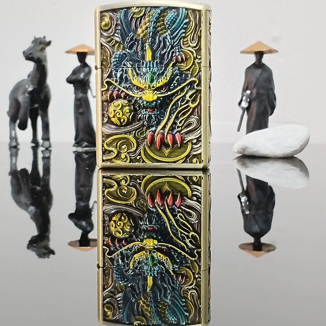 珐琅彩招财貔貅礼盒装 复古耐用超薄设计经典煤油打火机创意个性