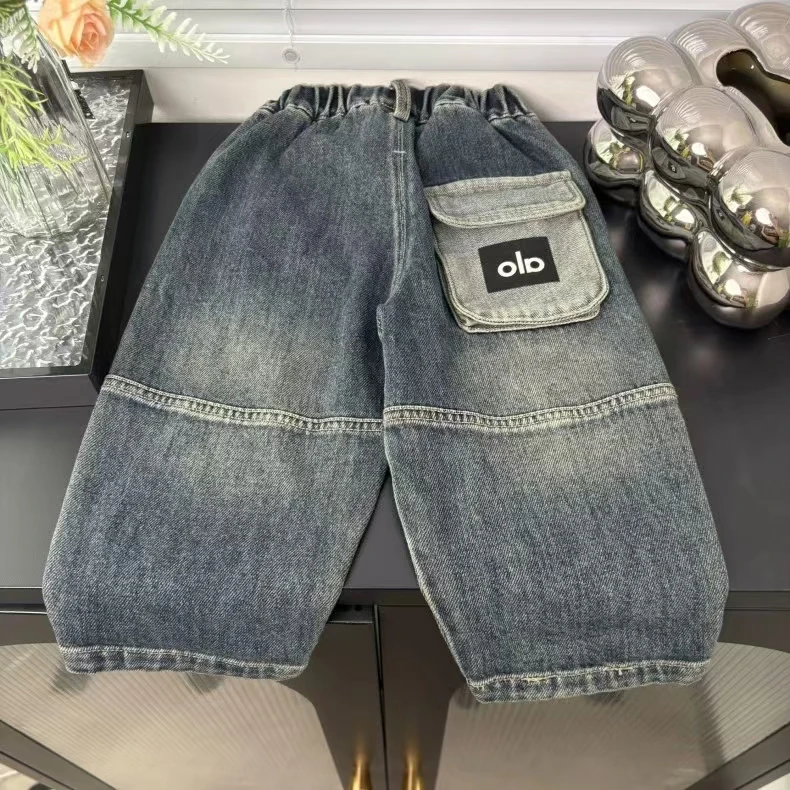 【alo百搭软牛仔】男女童牛仔裤百搭裤子2025秋新款儿童宽松洋气
