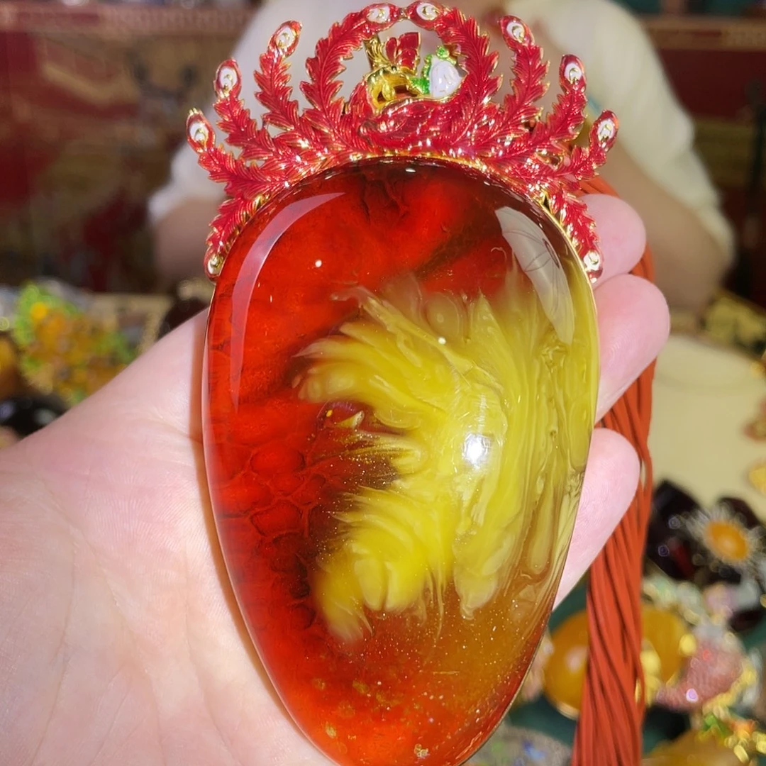 蜜蜡吊坠(赠链)银S925镀金镶嵌