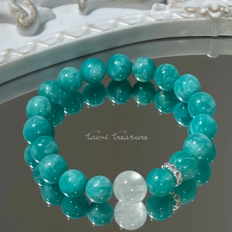 [魅力四射]原创老矿天然天河石手串疗愈中式复古绿色