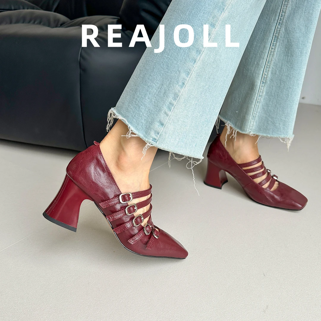 高跟鞋女气质高级不累脚2025新款方头粗跟配裙子不累脚皮带扣单鞋