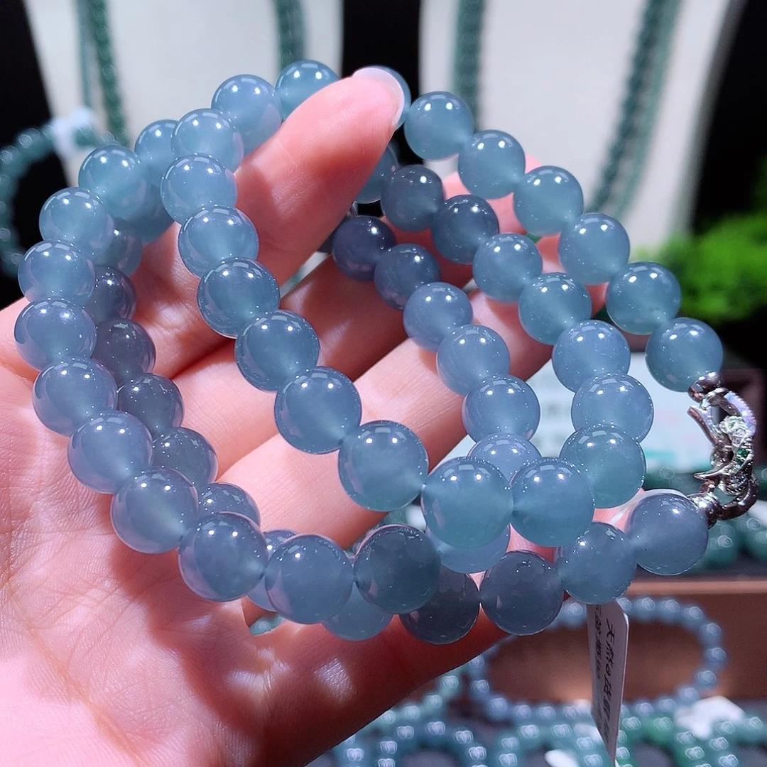 谦***谦翡翠未镶嵌手链天然a货翡翠手串10