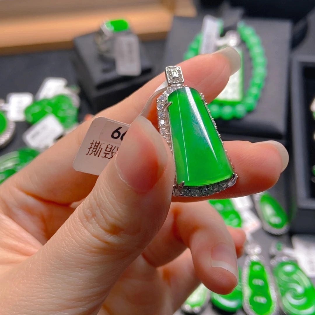 翡翠银S925镶嵌吊坠(不含链)