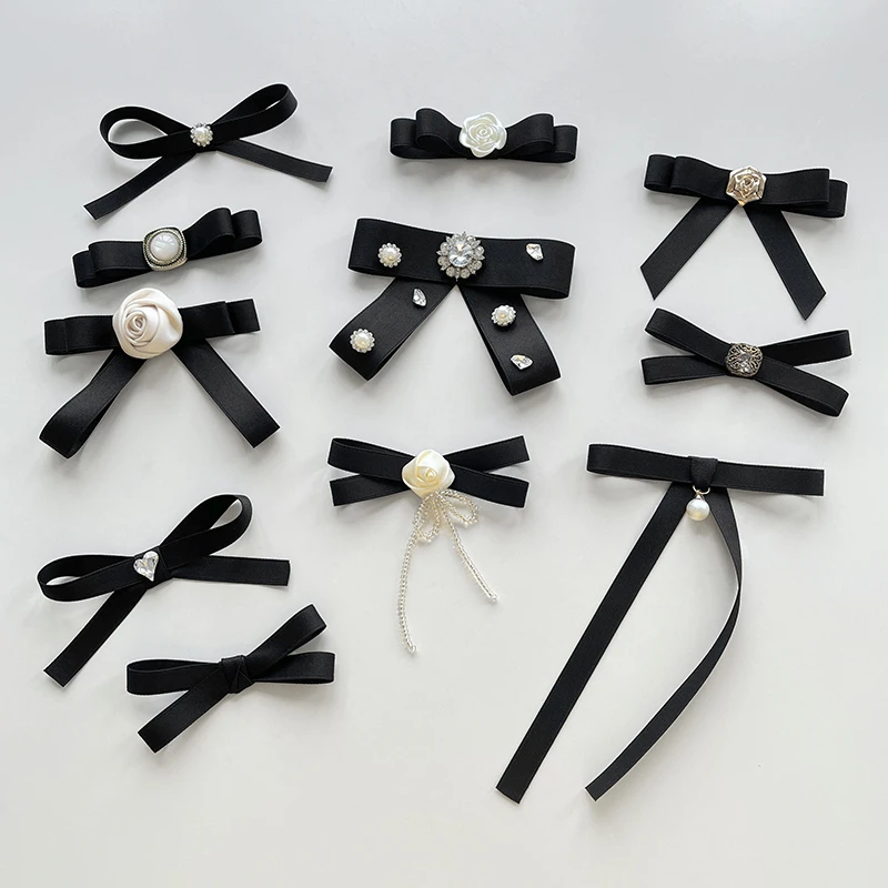 非金属布艺胸针 黑色蝴蝶结别针领结胸花新款丝带小号裙胸针配饰