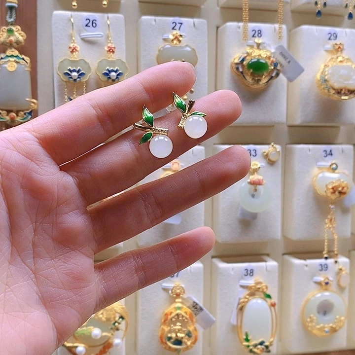 和田玉颈饰银S925镶嵌