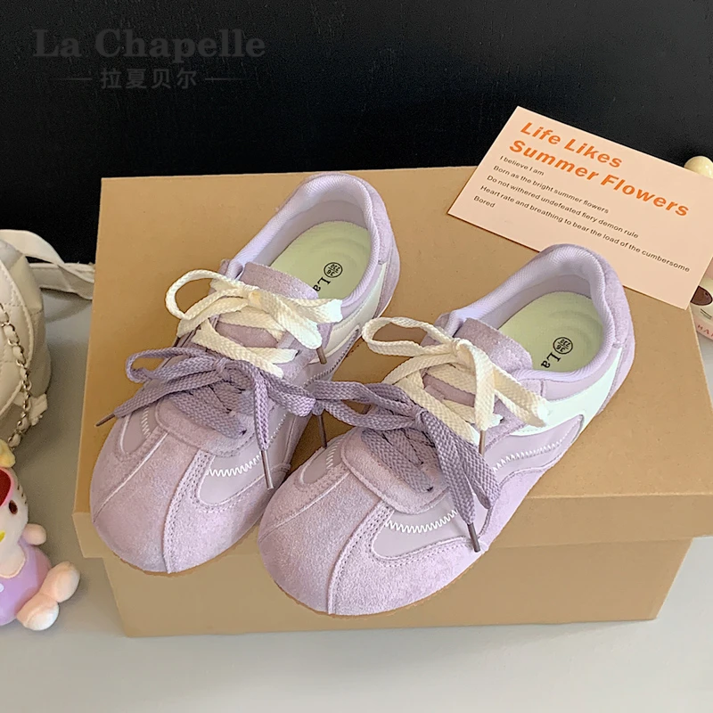 拉夏贝尔板鞋女款2025秋季德训鞋新款日系百搭潮流平底防滑休闲鞋