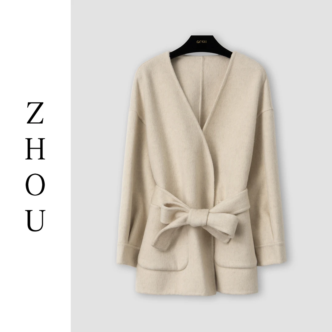 （周哥甄选）杏色毛呢外套-32748