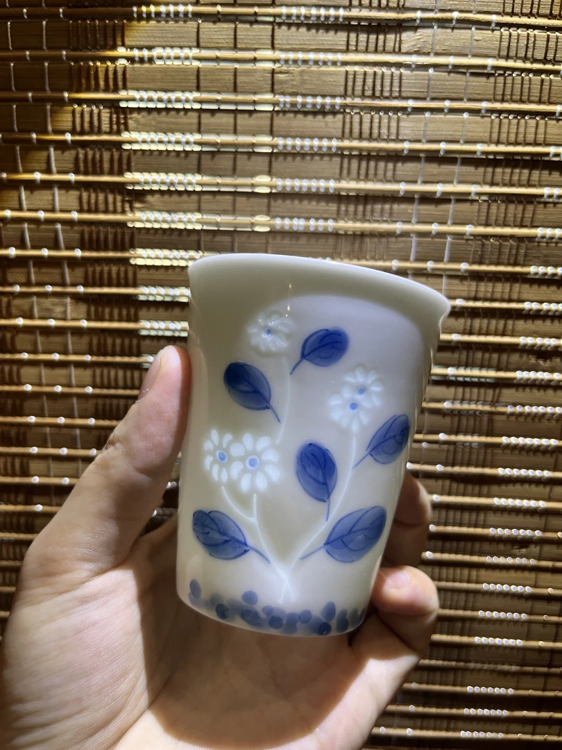 S景德镇高温瓷可乐杯玲珑瓷菊花