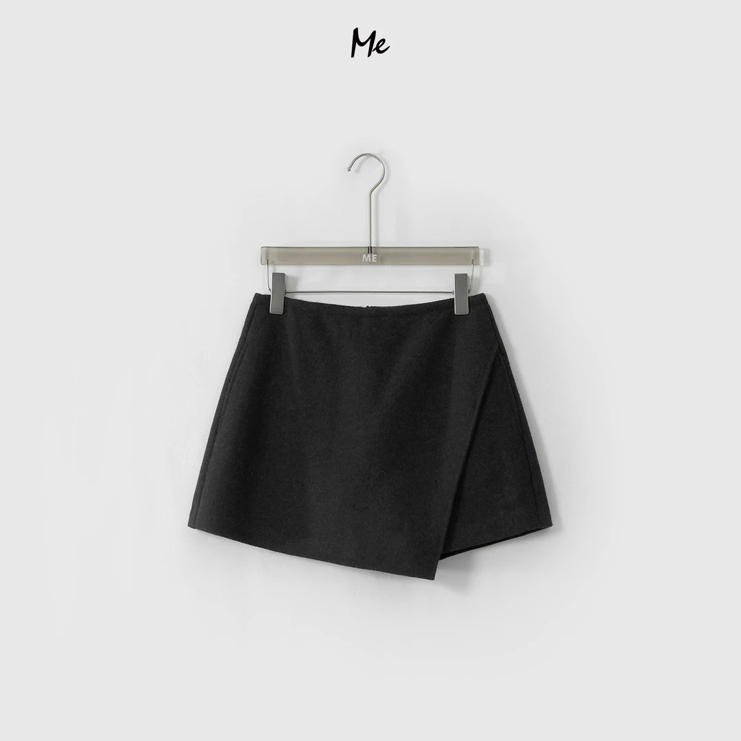 ME【不规则裤裙】绵羊毛混纺高腰显瘦假两件半身裙MEQA4552一体绒