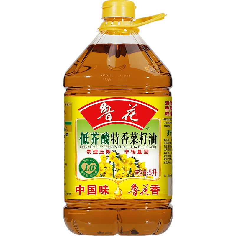 鲁花低芥酸特香菜籽油5L精选原料压榨纯正自然产品优质炒菜食用油