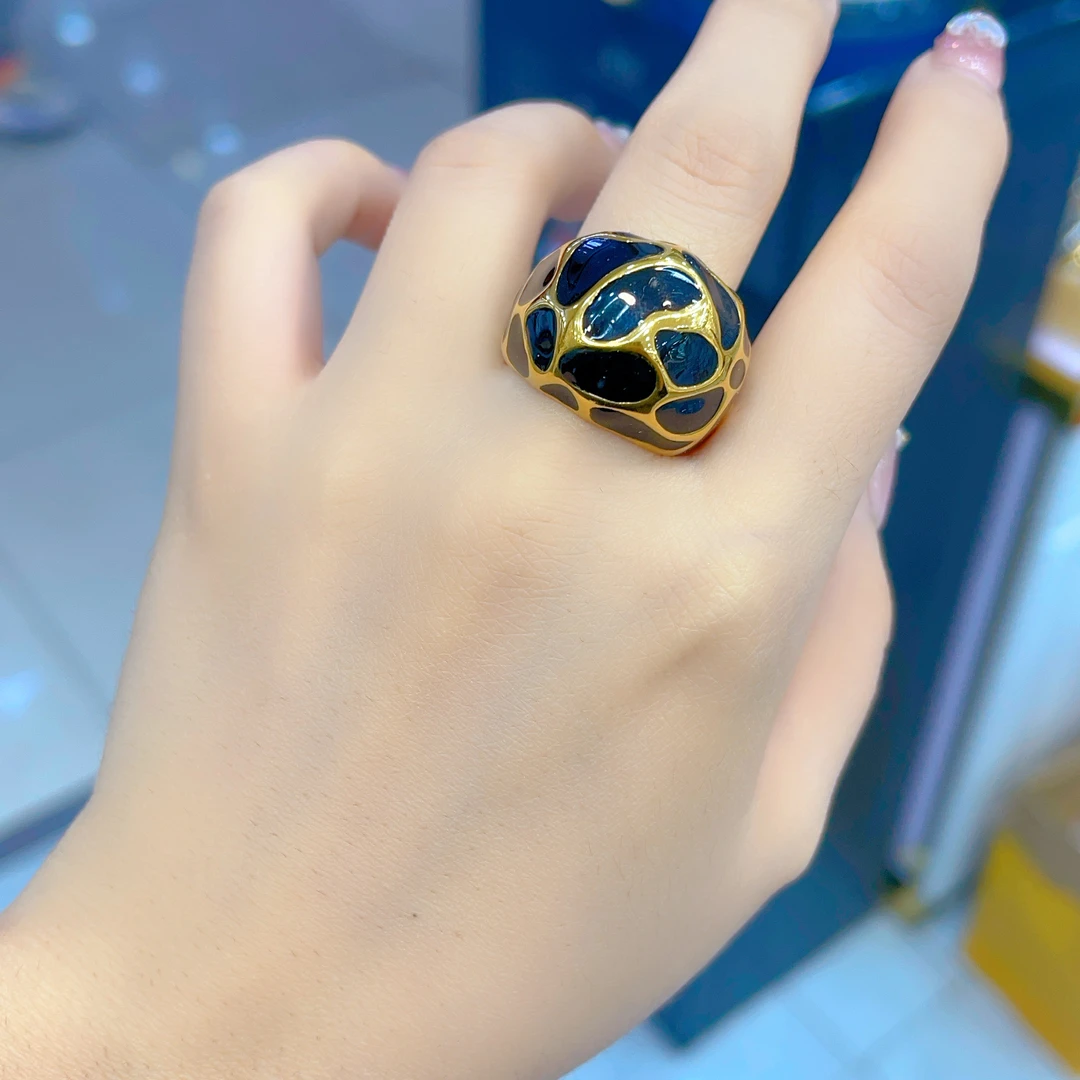 钛钢戒指 976新款戒指爆款白搭时尚金色铜合金白搭