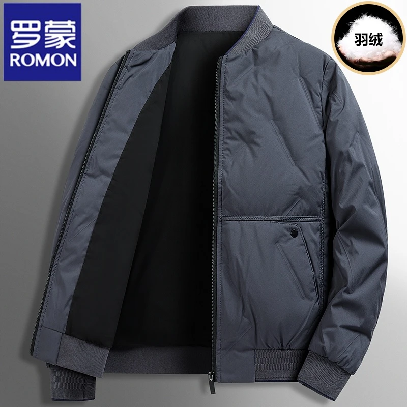 罗蒙男士冬季三防抗寒羽绒服2025新款男装加厚保暖帅气棒球服外套