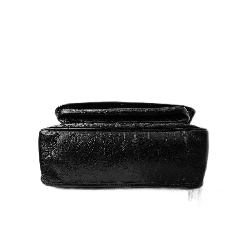 99新 YSL/圣罗兰 Niki黑银牛皮中号/小号单肩手提包