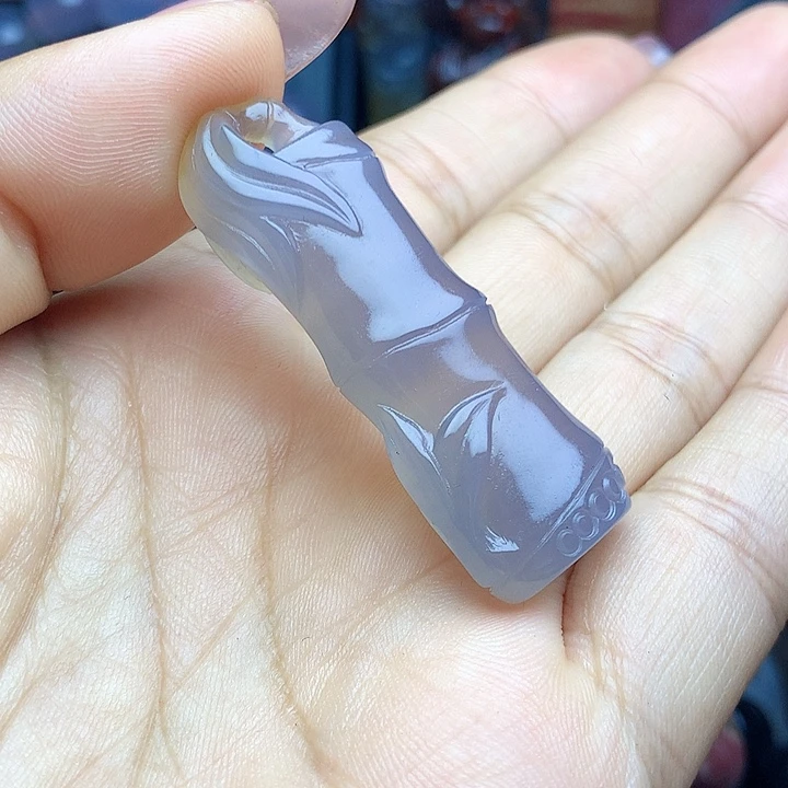 未镶嵌吊坠(不含链)硅化玉树化玉竹节吊坠