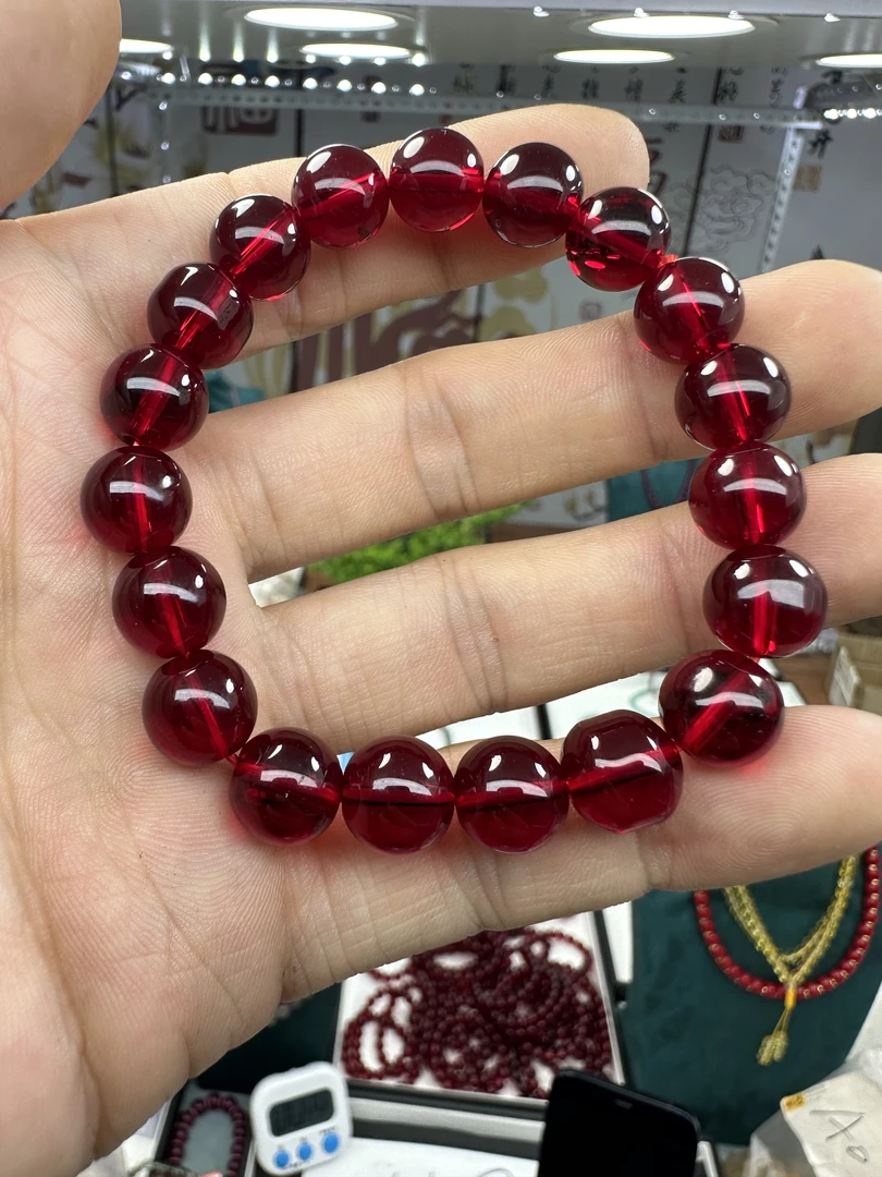 手链 Q011 10MM女人酒红百搭时尚手链