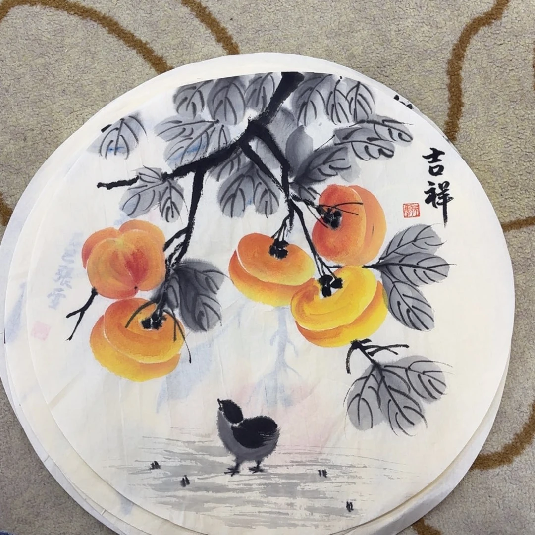 国画张雪50直径花鸟艺