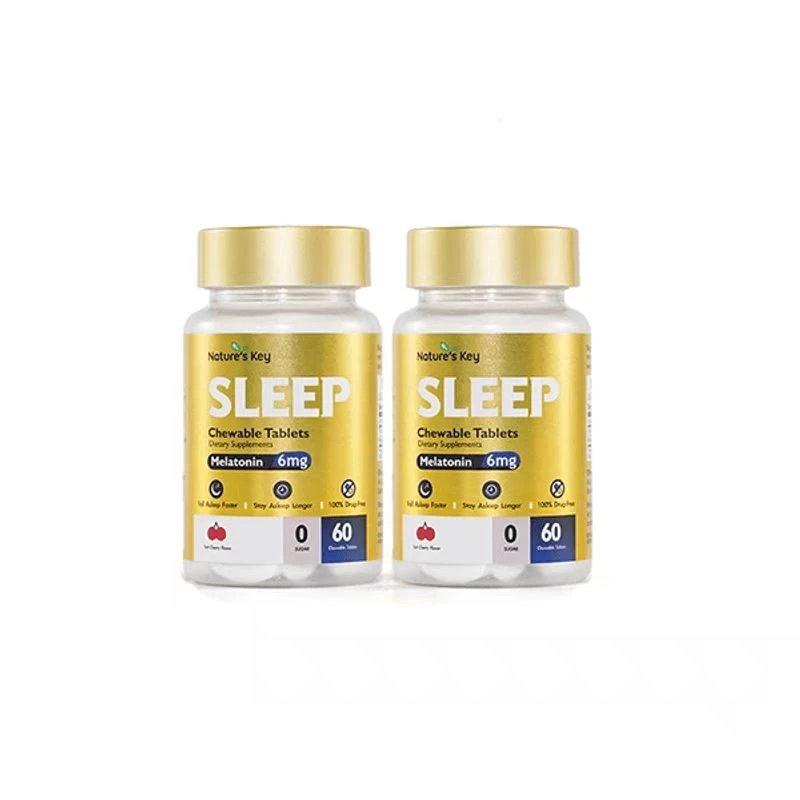 【正品直发】Nature'sKey褪黑素小金瓶晚安咀嚼片3mg/粒无糖版60粒