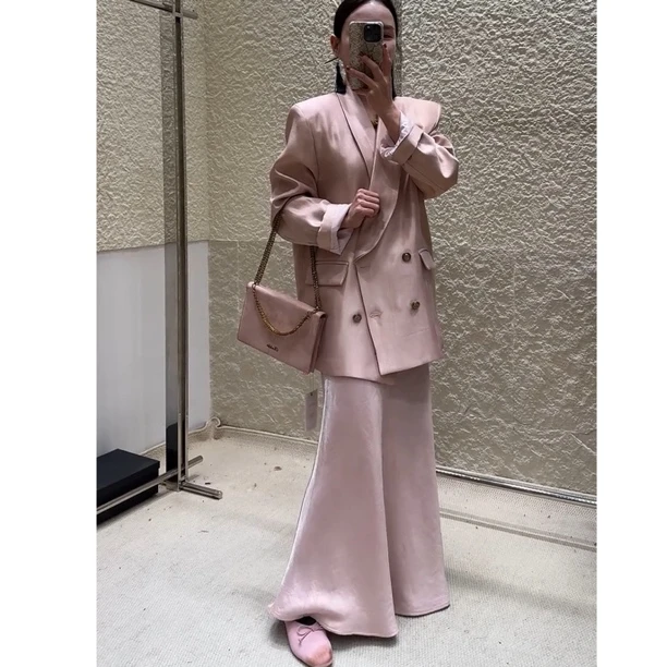 2024轻奢高级感高奢定制丝滑星空段粉色裙子