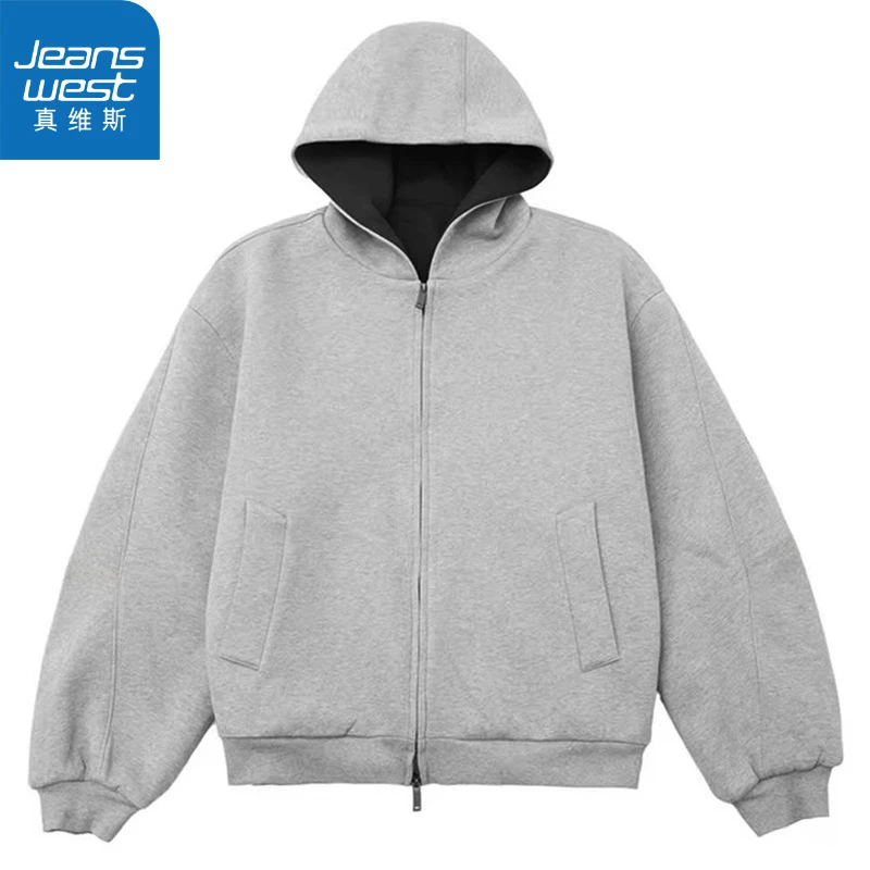 真维斯连帽工装外套男女卫衣春秋季青少年潮牌痞帅夹克冲锋衣上衣