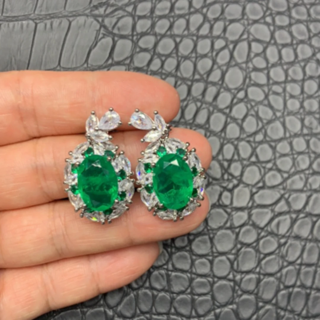 培育祖母绿轻奢祖绿色耳钉43