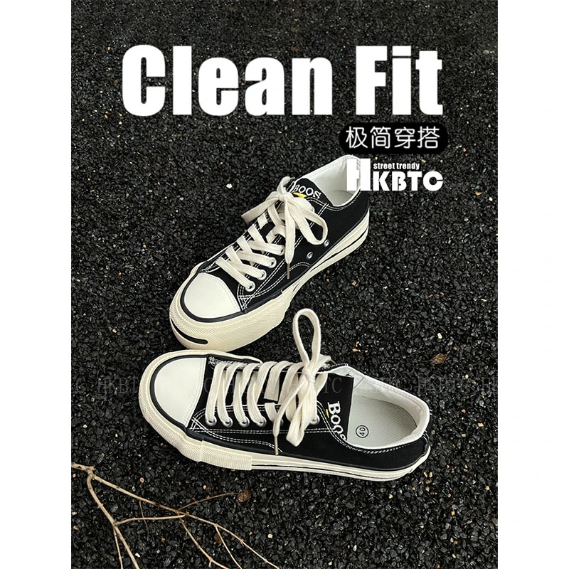 HKBTCstreet trendy2025新款开口笑帆布鞋男款厚底增高板鞋情侣
