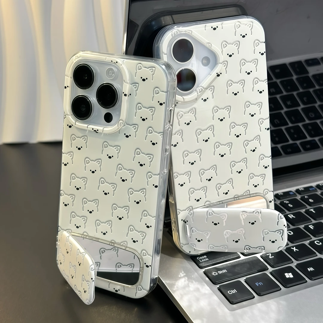 镂空线条小狗支架适用iPhone苹果16手机壳15华为70vivo小米13oppo