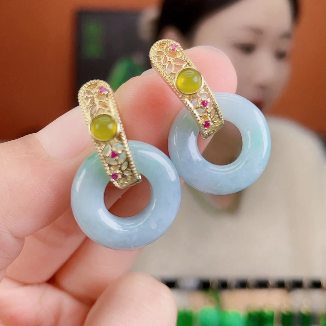 翡翠未镶嵌耳饰饰品