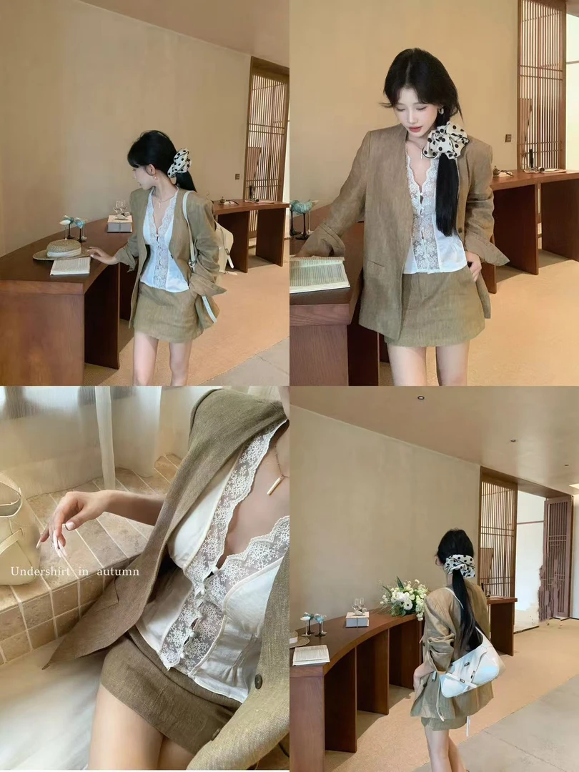 【财富低语】高智老钱高级感西装短裙马甲三件套