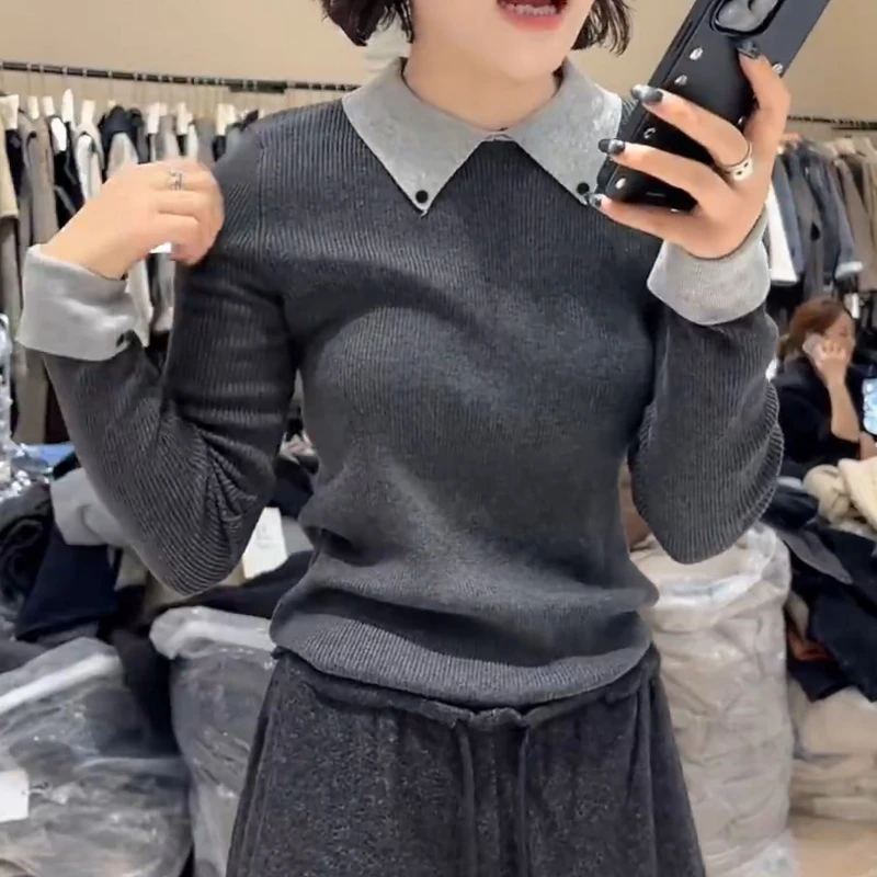 2025新款气质显瘦拼接POIO领假两件上衣LK2506959