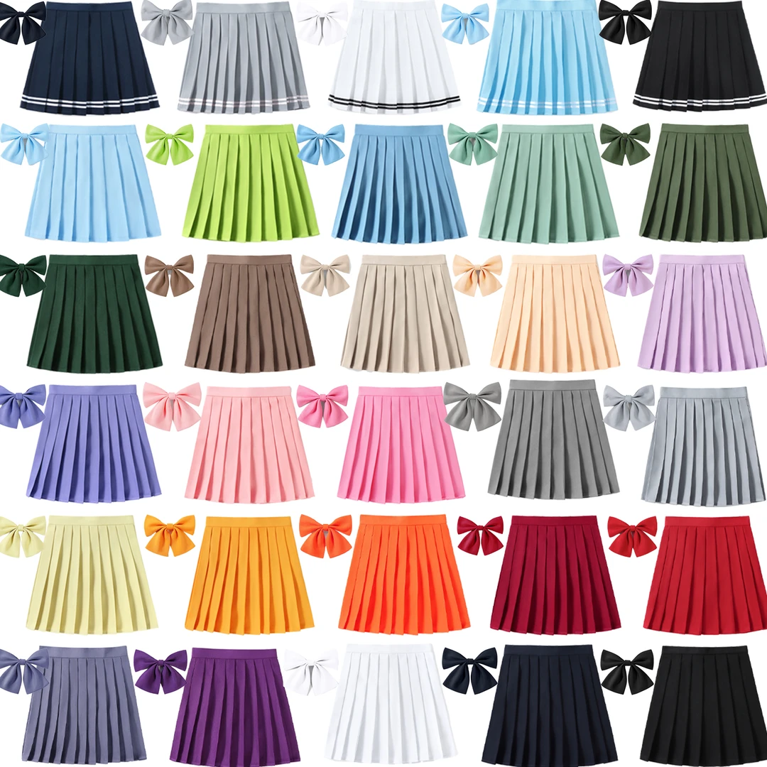 纯色高腰女百折百褶JK制服学生英伦学院风班服校服表演女半身短裙