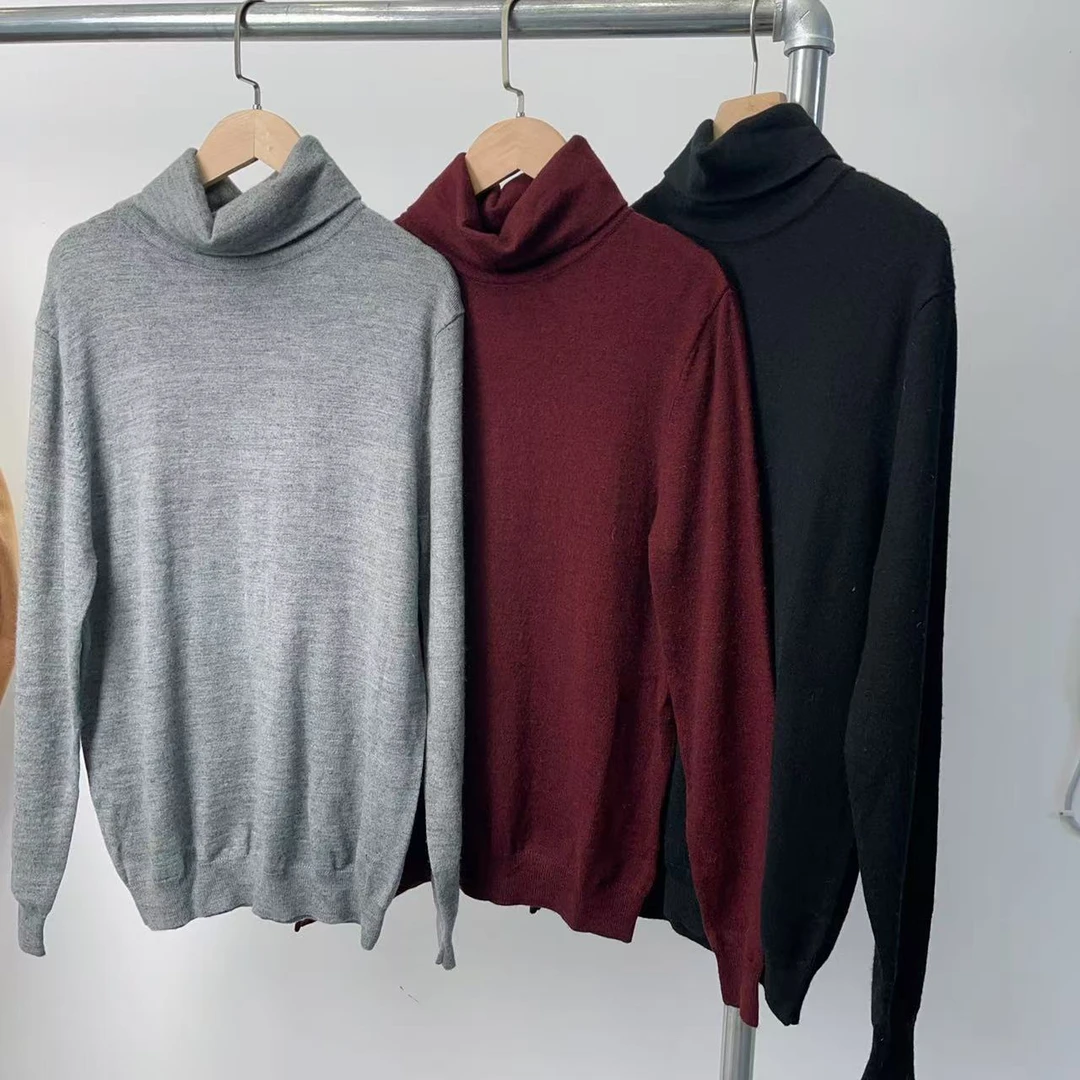 男士套头高领针织衫毛衣长袖时尚百搭休闲纯色