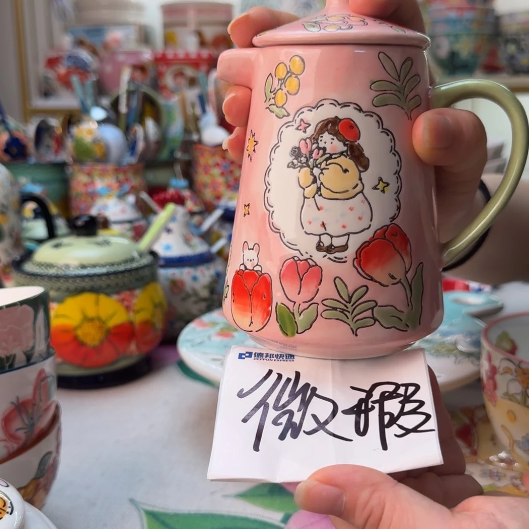 陶瓷蓝铃花咖啡壶450毫升微瑕一只看图